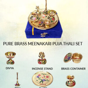 Pure Brass Meenakari Puja Thali Set